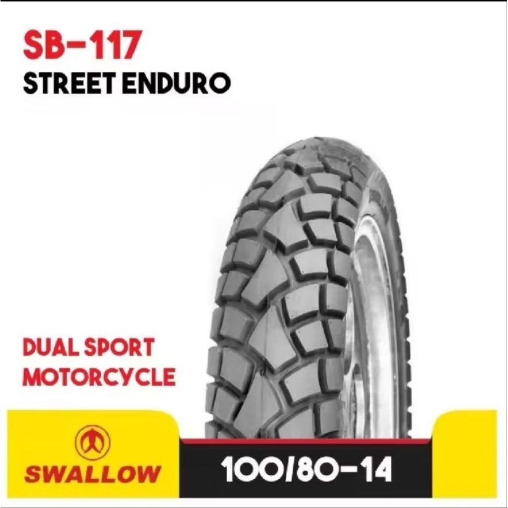 Ban Luar Tubeless Ring 14  100/80-14  110/80-14  Tipe Street Enduro / Semi Trail Merk Swallow