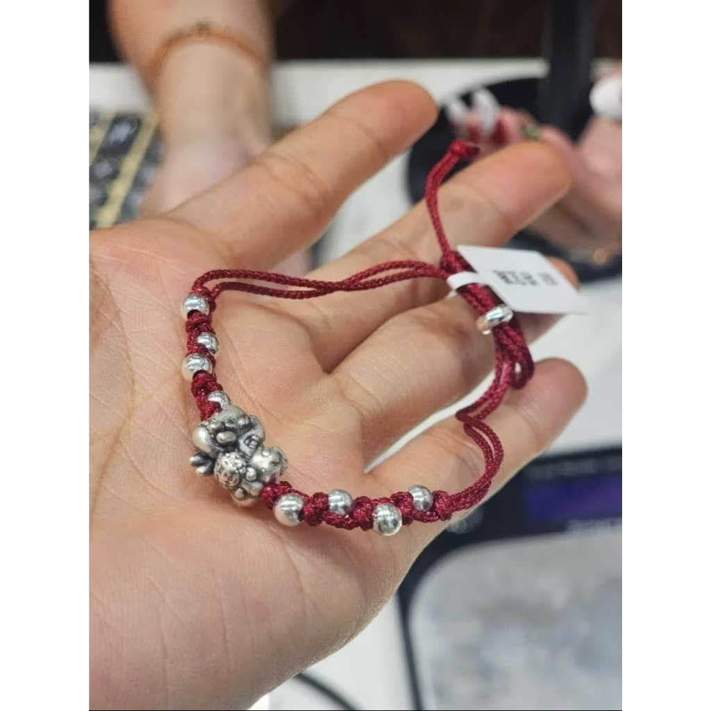 Gelang serut tali merah Pixiu Silver 999