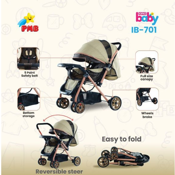 BABY STROLLER BY IORA//KERETA SORONG BAYI BISA DUDUK,SANDARAN DAN REBAHAN//BABY STROLLER BISA MENGHA