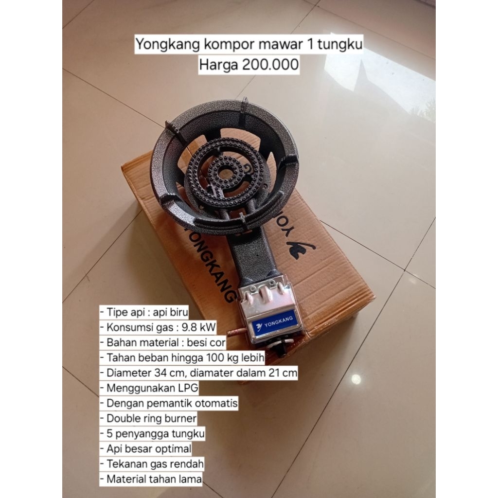 Yongkang Kompor Mawar 1 Tungku Low Pressure Gas Stove