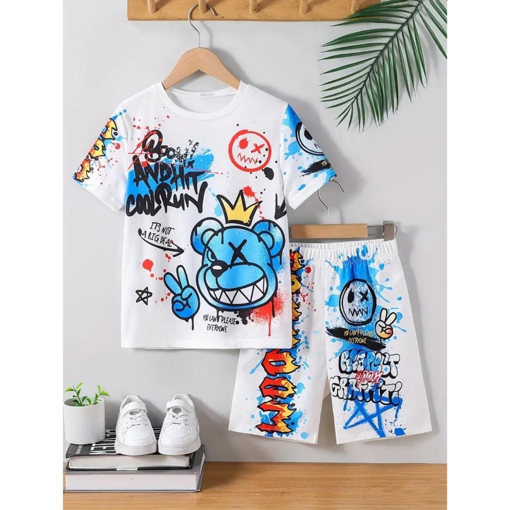 stelan anak anak baju dan celana grafiti