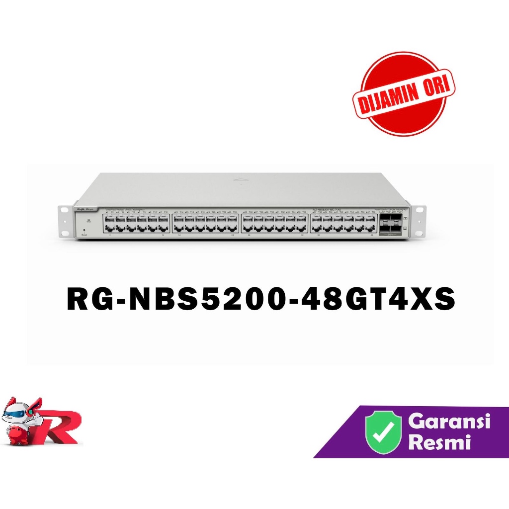 Ruijie RG-NBS5200-48GT4XS, 48-port Gigabit Layer 3 Non-PoE Switch, 4 SFP+ Uplink