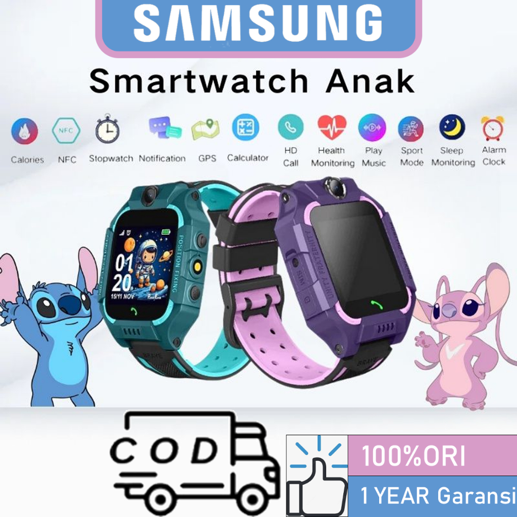 [100% Ori-COD] Samsung Smartwatch anak Z6-Q19 1.44 Inci Jam tangan pintar Watch Children asli-lP67 t