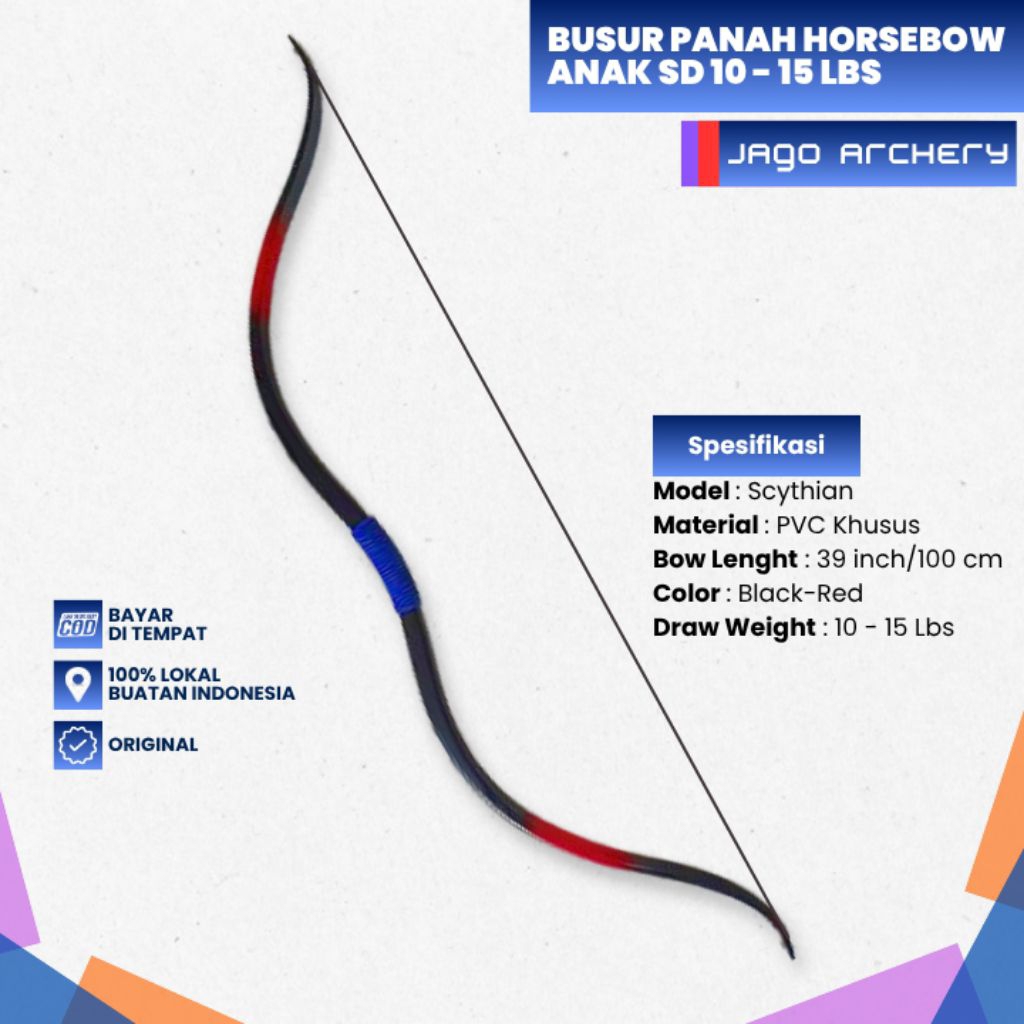 Busur Panah Horsebow Anak 10-15 Lbs PVC Premium | Bow Panahan Anak TK SD Pemula | A001