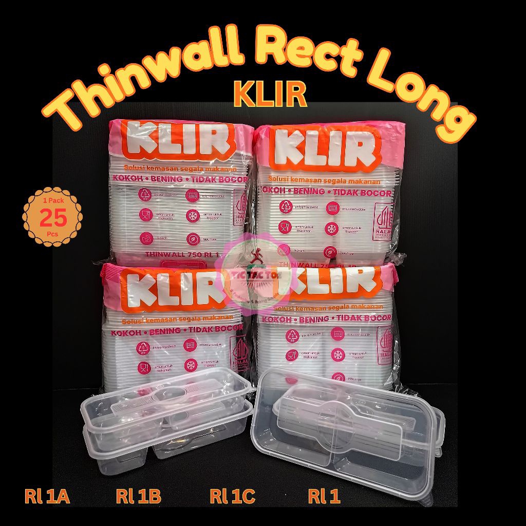 Thinwall Rectlong / Thinwall Sekat 2 / Thinwall Persegi Panjang / Thinwal Klir isi 25pcs