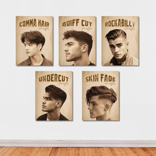 JR DECORATION - Poster Kayu MDF Barbershop Salon Minimalis Tahan Air