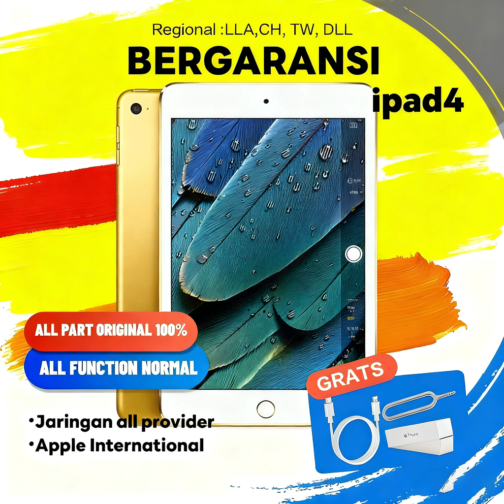 Ipad 4 64GB Wifi Cell Fisik Mulus Ios 10
