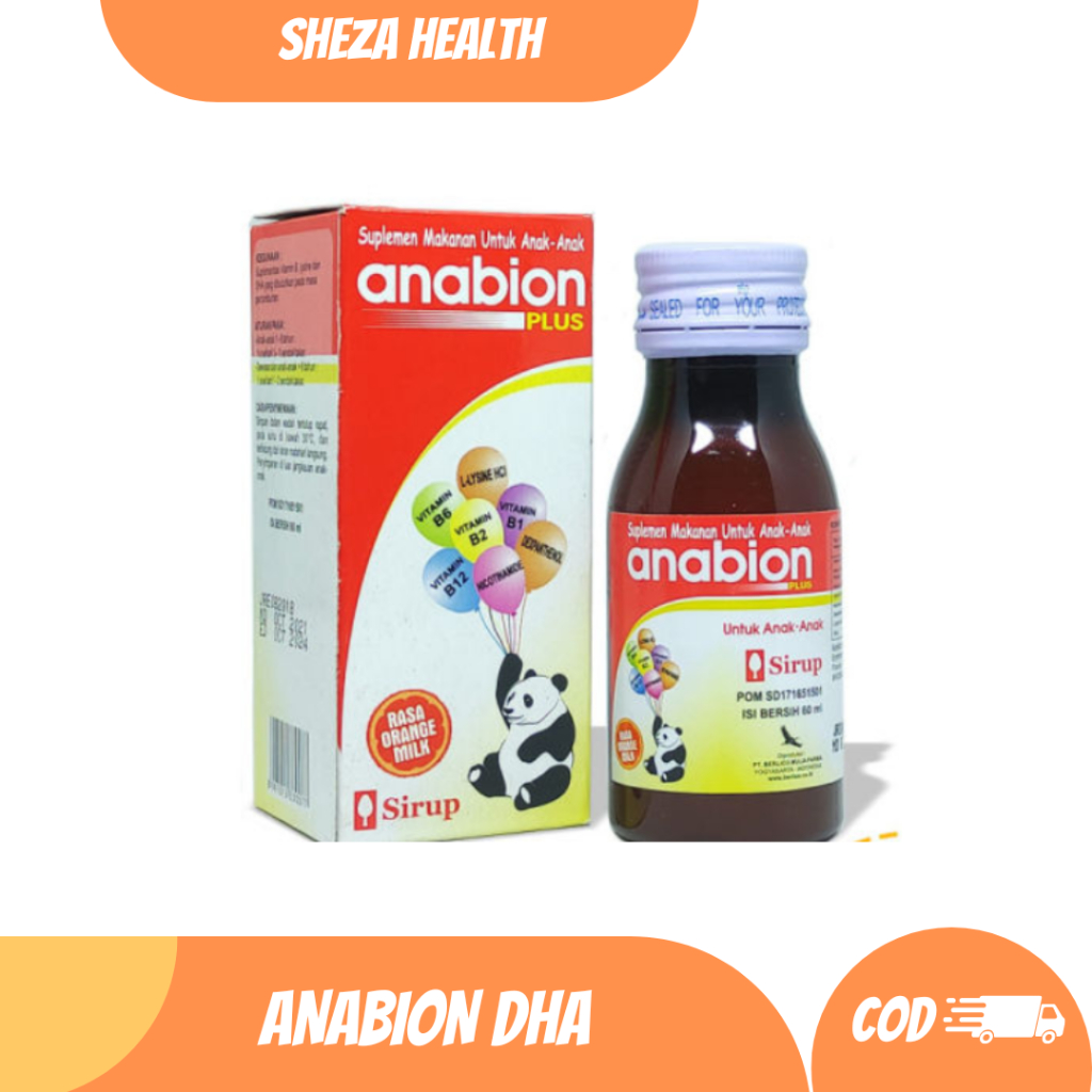 Anabion DHA Sirup 60 ml | Suplemen Anak Untuk Masa Pertumbuhan | Vitamin B Kompleks B1, B2, B6, B12 