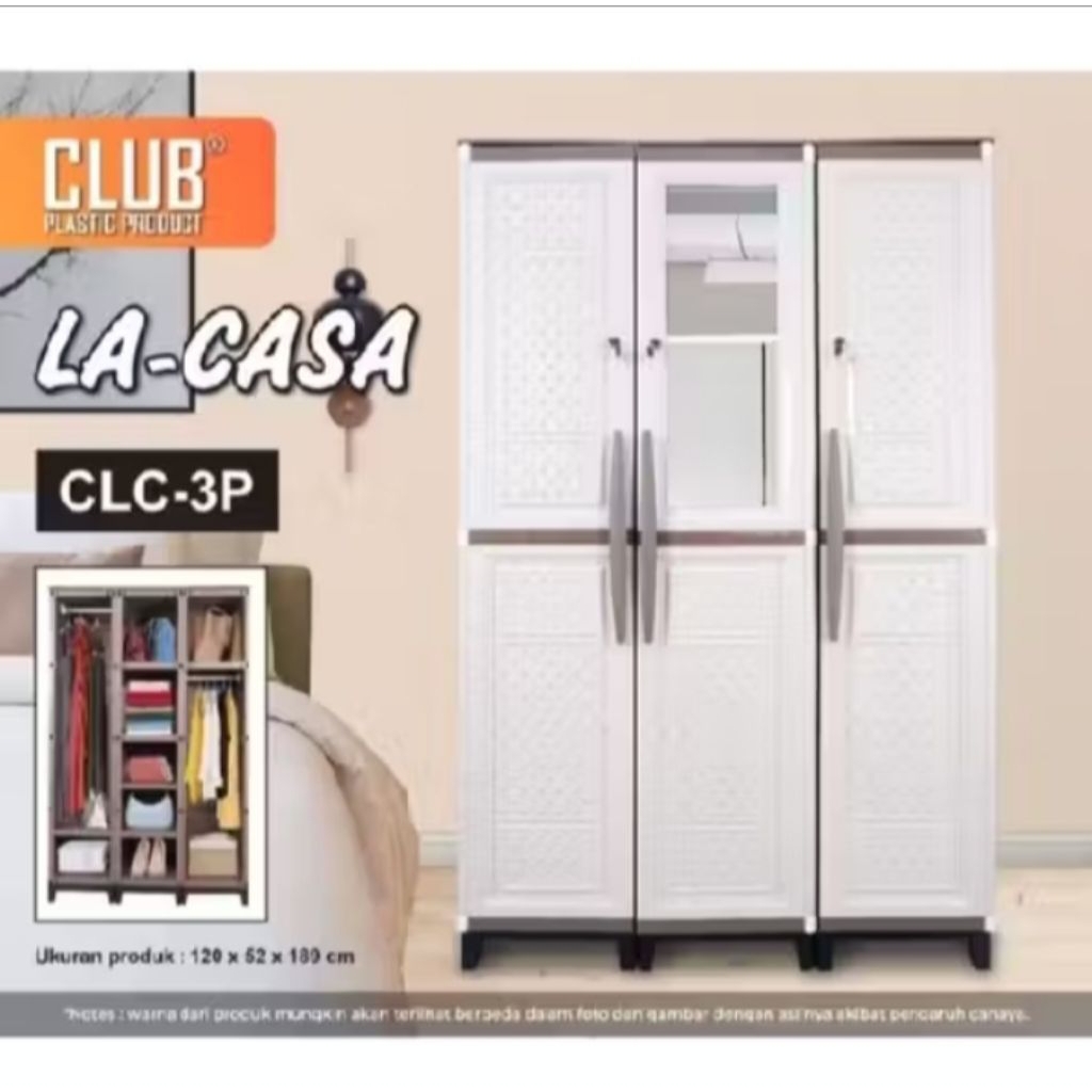La Casa Lemari Plastik 3  Pintu Jumbo - Lemari Pakaian Club Plastik