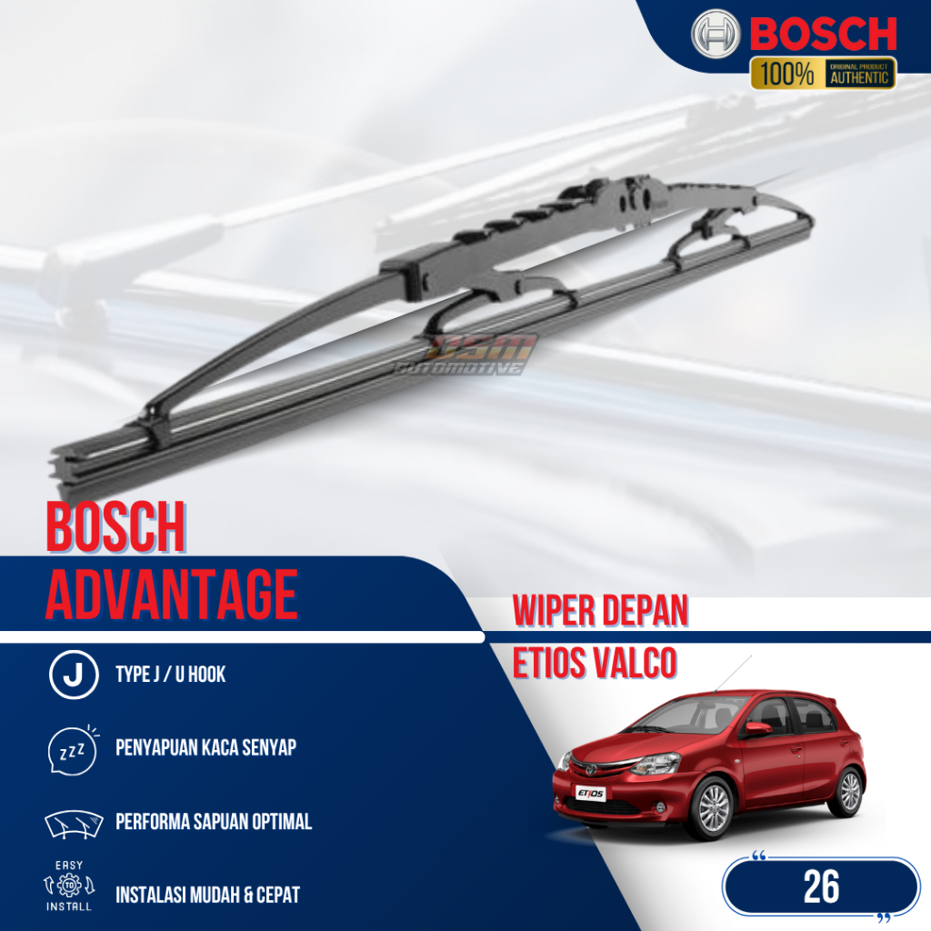 Bosch Advantage / Karet Wiper Mobil Toyota Etios 26" / Wiper Mobil Etios Valco