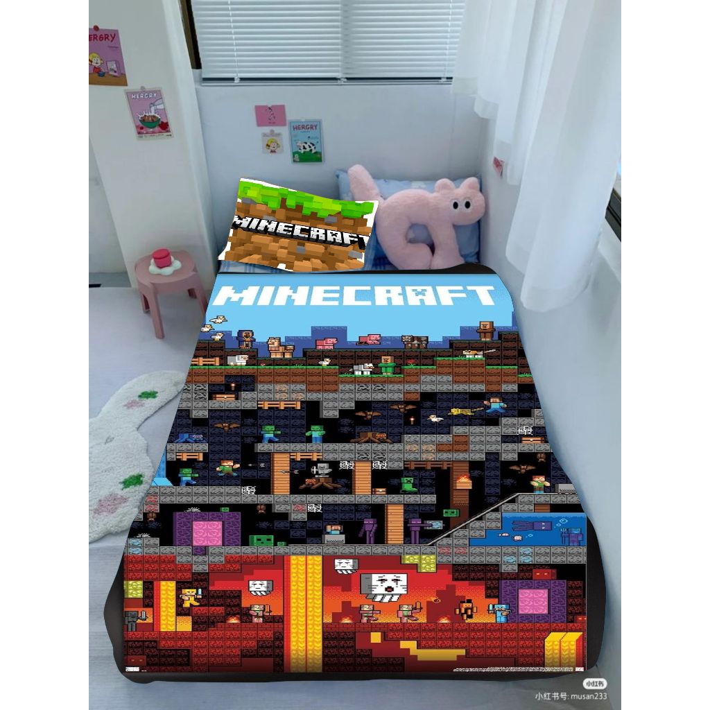SPREI CUSTOM GAMBAR SIZE SPREI ANAK MINECRAFT SPREI NAMA ANAK