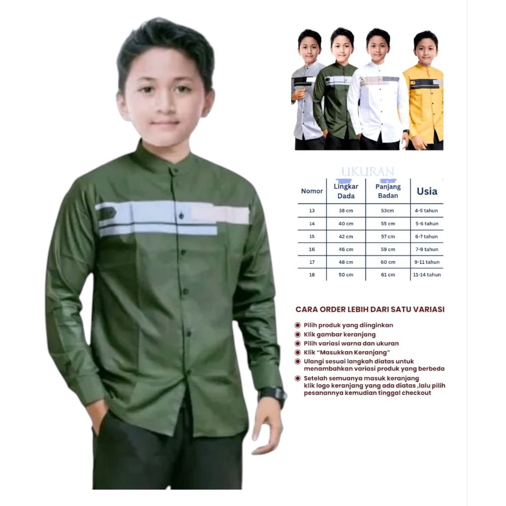 Baju Koko anak laki laki usia 4-14 tahun remaja tanggung||Koko anak terbaru