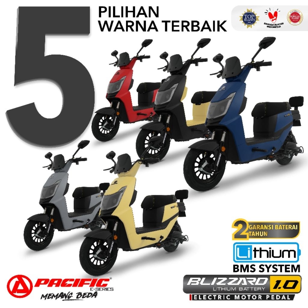 SEPEDA LISTRIK E MOPED E BIKE PACIFIC BLIZZARD 1.0 SEPEDA LISTRIK BATERAI LITHIUM