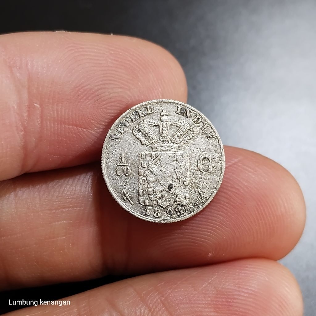 koin silver Willem lll 1/10 Gulden koin perak
