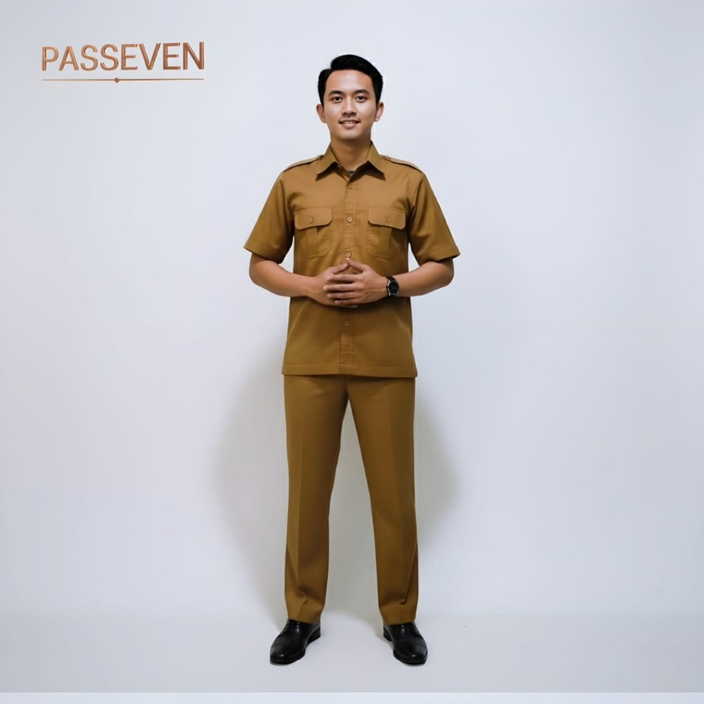 Seragam Dinas PNS Pemda Pria Khaki Tua Bahan Toyobo Fodu Premium