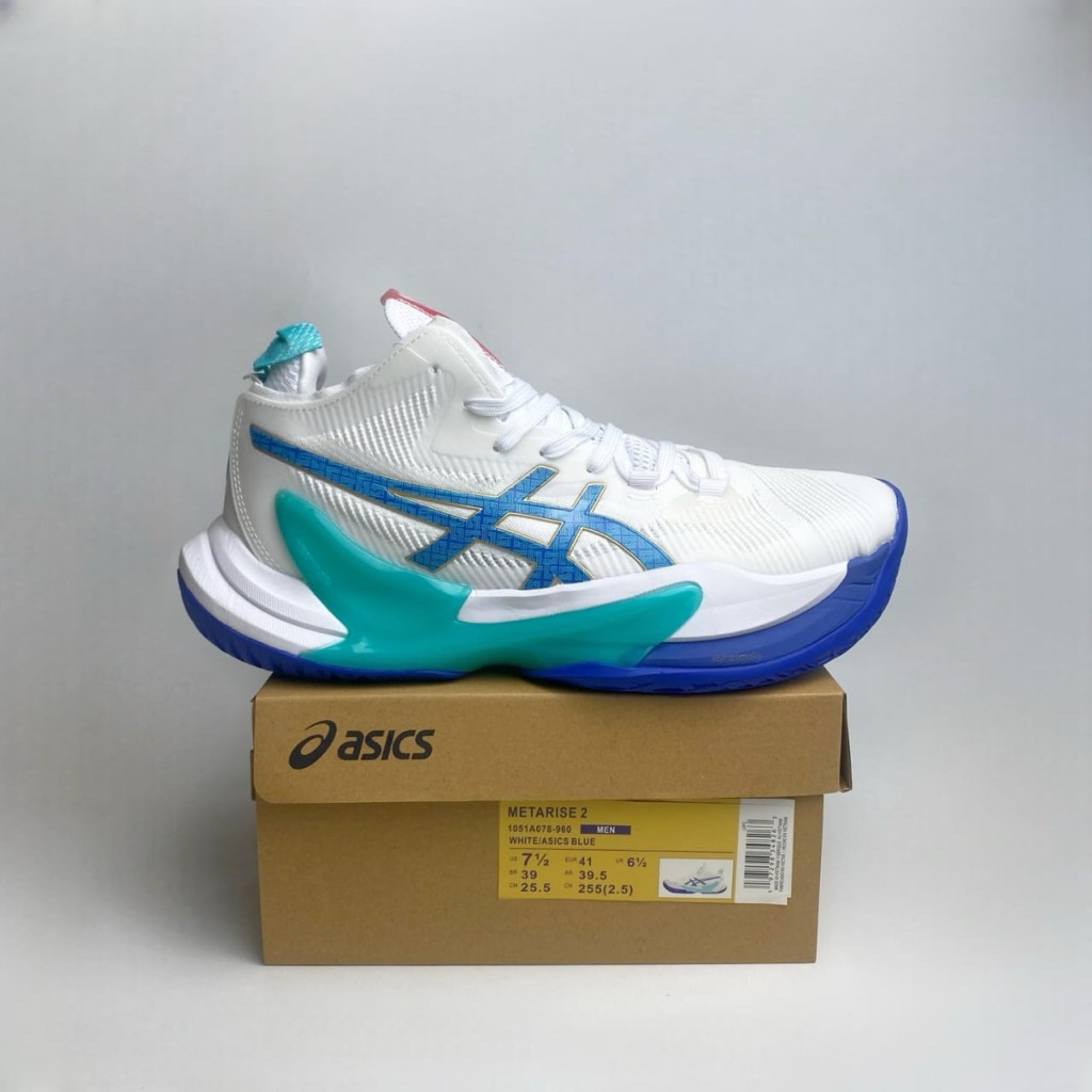 Asics Sepatu Volly Metarise 2 White Mint Blue King Off Dribble