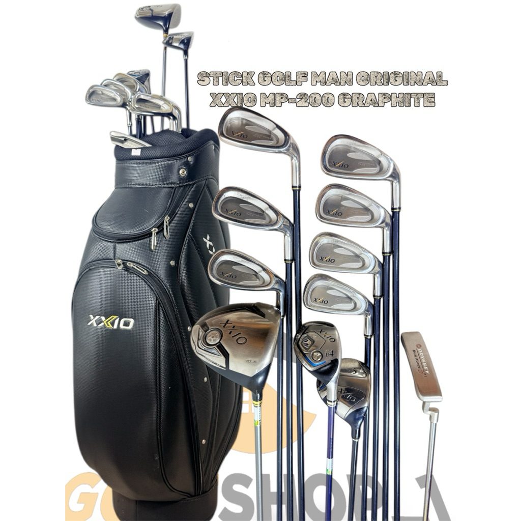 Set Stick Golf Man Second Original XXIO MP-200 Shaft Graphite Flek Reguler Fullset Bag Golf