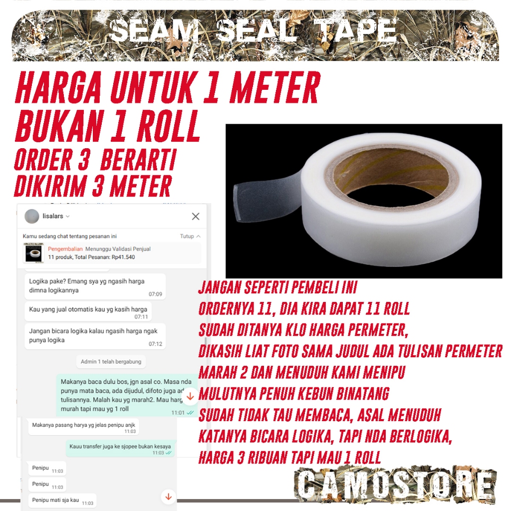 HARGA PER 1 METER   Seam Seal Tape Waterproof Tenda Jaket