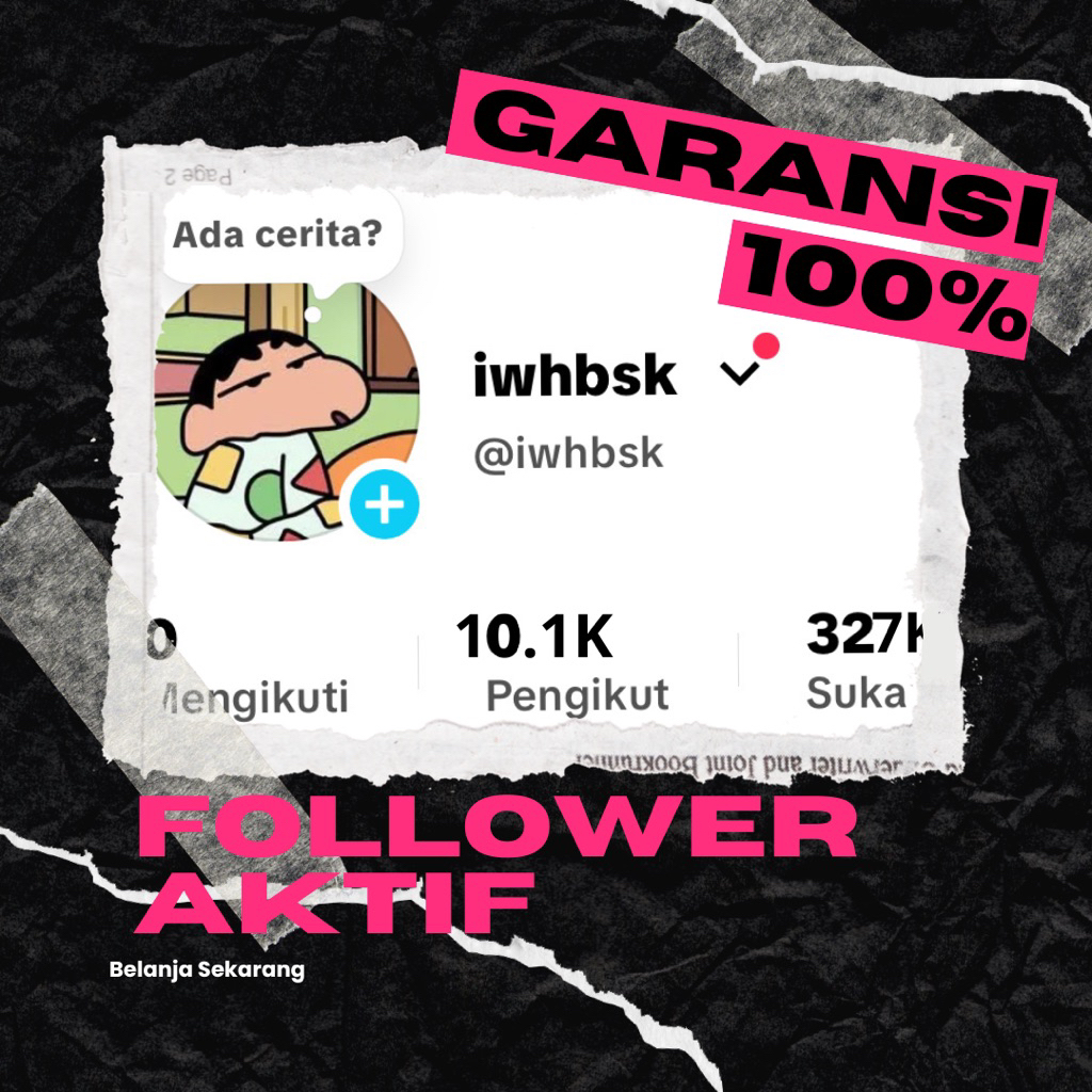 Akun TikTok Real Followers Indo Permanen 100-900 Folls No Live (karena belum 1K Folls
