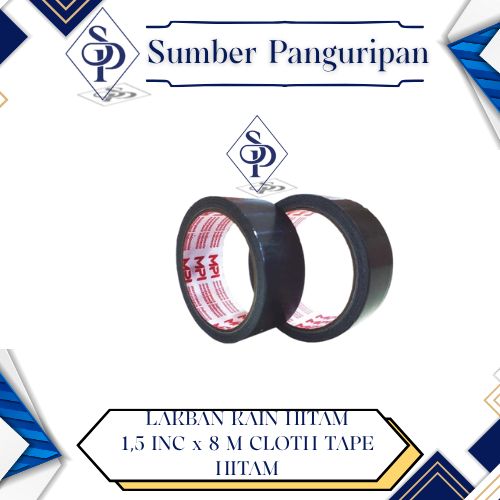 Lakban Kain Hitam 1.5 INCH x 8 Meter MPI - Cloth Tape Hitam 36mm MPI