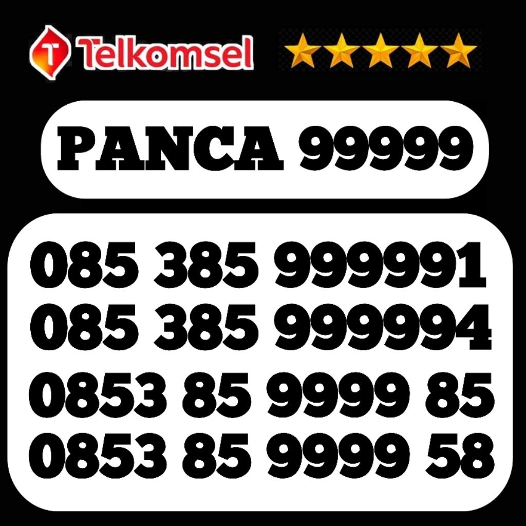Kartu Perdana Nomor Cantik Telkomsel As SimPati Loop Triple Kwartet Panca 99999 Support Jaringan 4G/