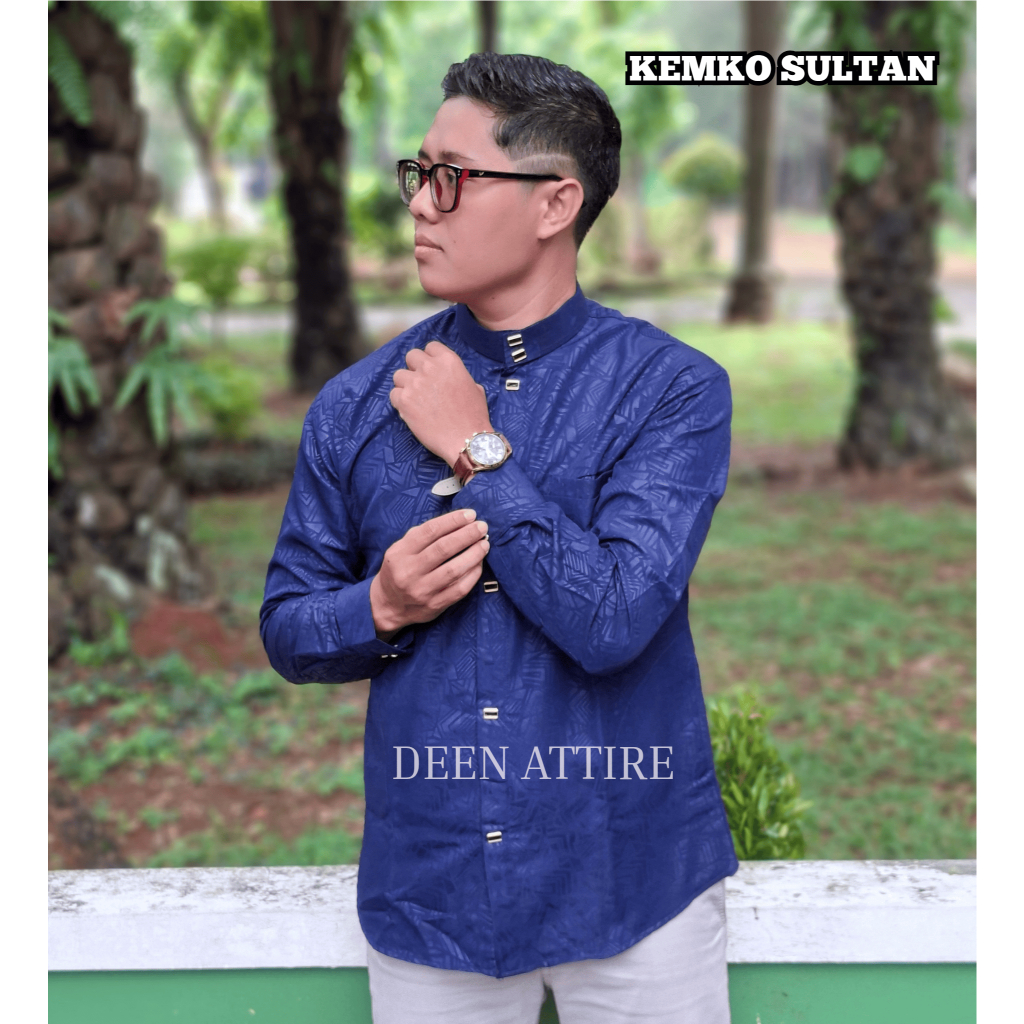 kemko sultan embos kemeja koko sultan embos pria dewasa remaja lengan panjang