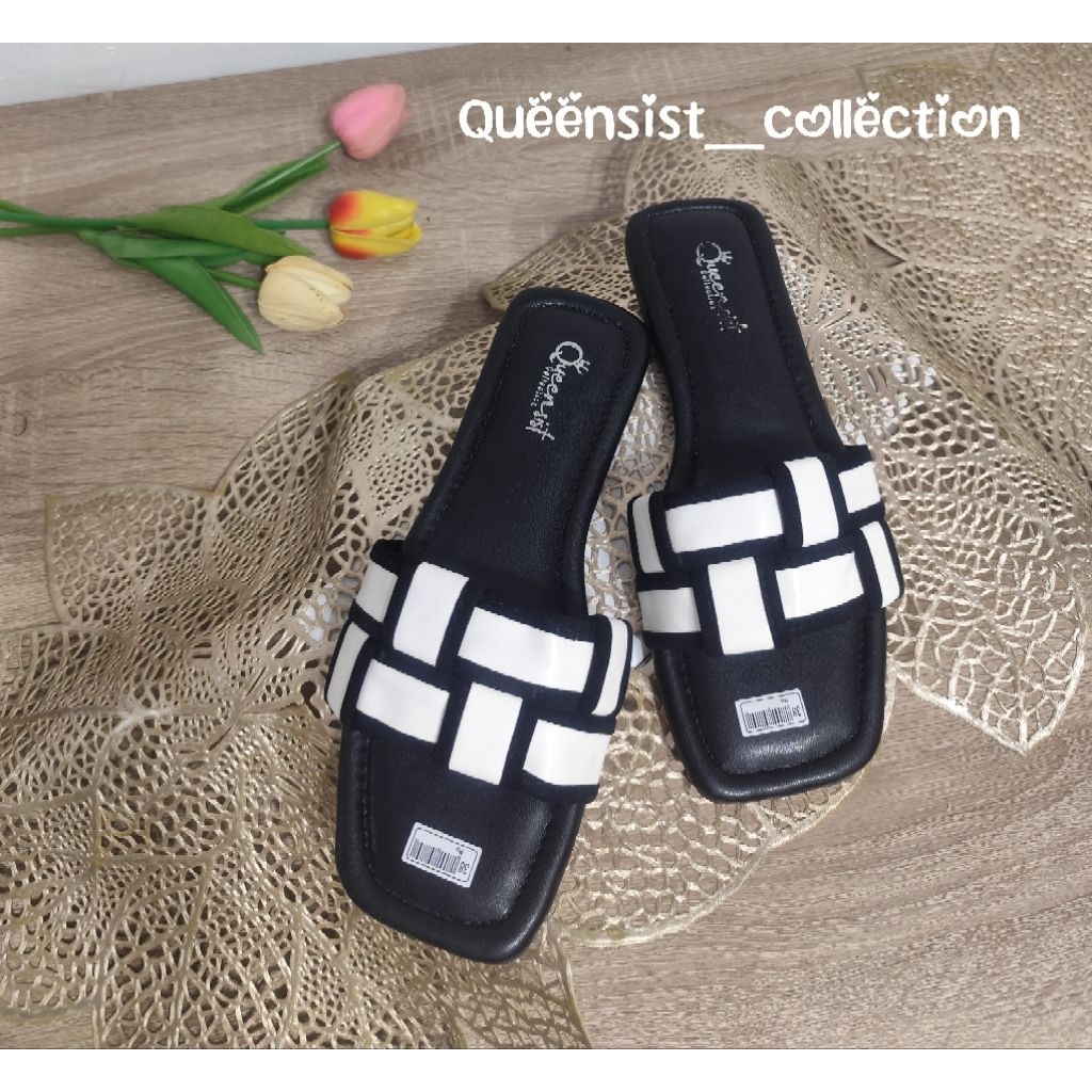 Sandal Wanita - Queensist Sandal Flat Anyam - Big Size-Korean style - Nyaman Dipakai, Desain Elegan,