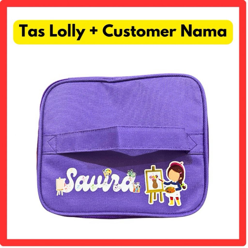 Tas Kotak Makan Lunch Bag Motif Daun Custom Nama