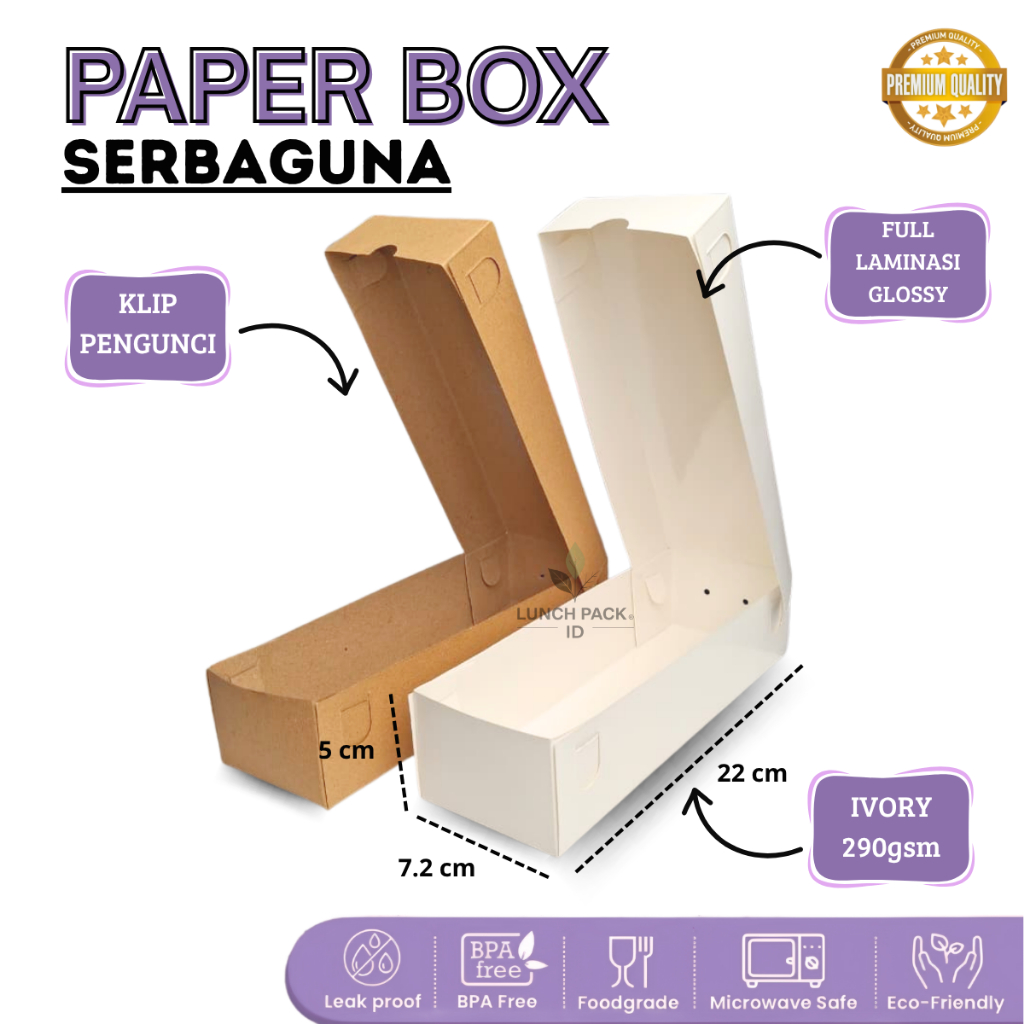 box uk 7,2 x 22 x5 box serbaguna kraft 290gsm box donut mini