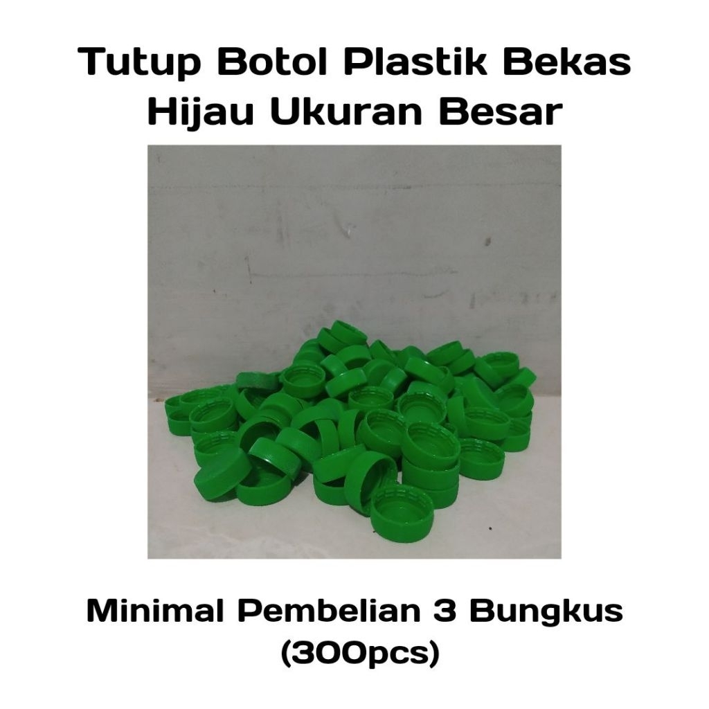 100pcs Tutup Botol Plastik Hijau Polos Bekas Bersih Murah