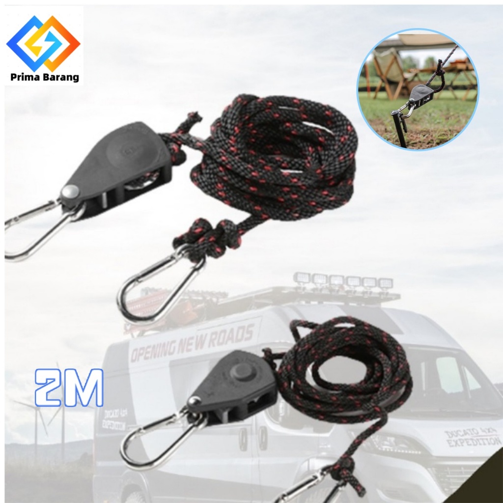 Tali Karet Pengikat Barang Bagasi Motor 2 Meter Hook Carabiner Double Lock System Anti Lepas untuk D