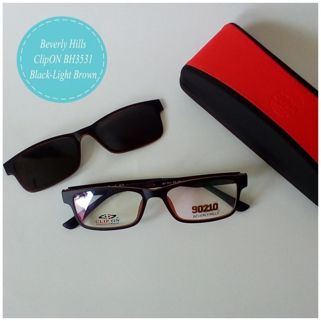Frame Kacamata Beverly Hills ClipOn BH3531 Black Light Brown Original