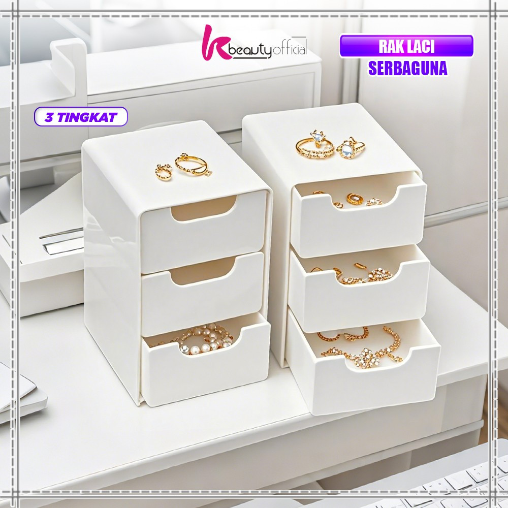 KB-C1398 Rak Laci Susun Mini 3 Tingkat / Tempat Penyimpanan Drawer Storage Box Laci Mini Aesthetic K