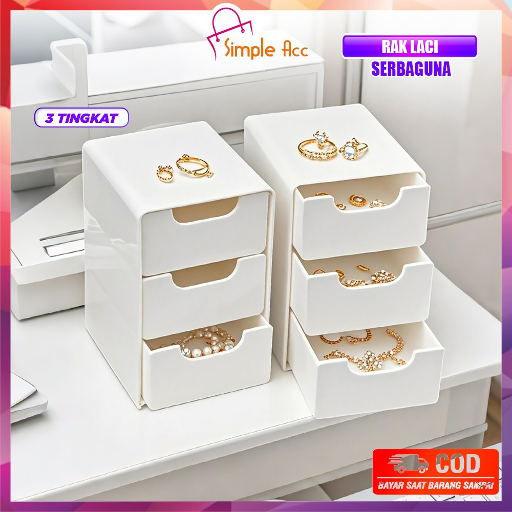 DO-C1398 Rak Laci Susun Mini 3 Tingkat / Tempat Penyimpanan Drawer Storage Box Laci Mini Aesthetic K