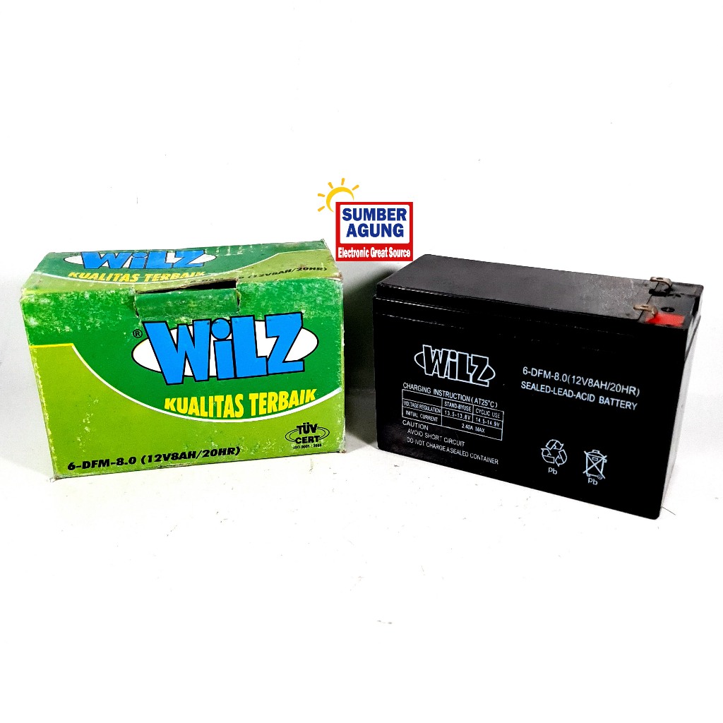 Wilz Aki Motor Aki Kering 8Ah 12V Maintanance Free 12 Volt Original 100% Model Panjang Suzuki Thunde