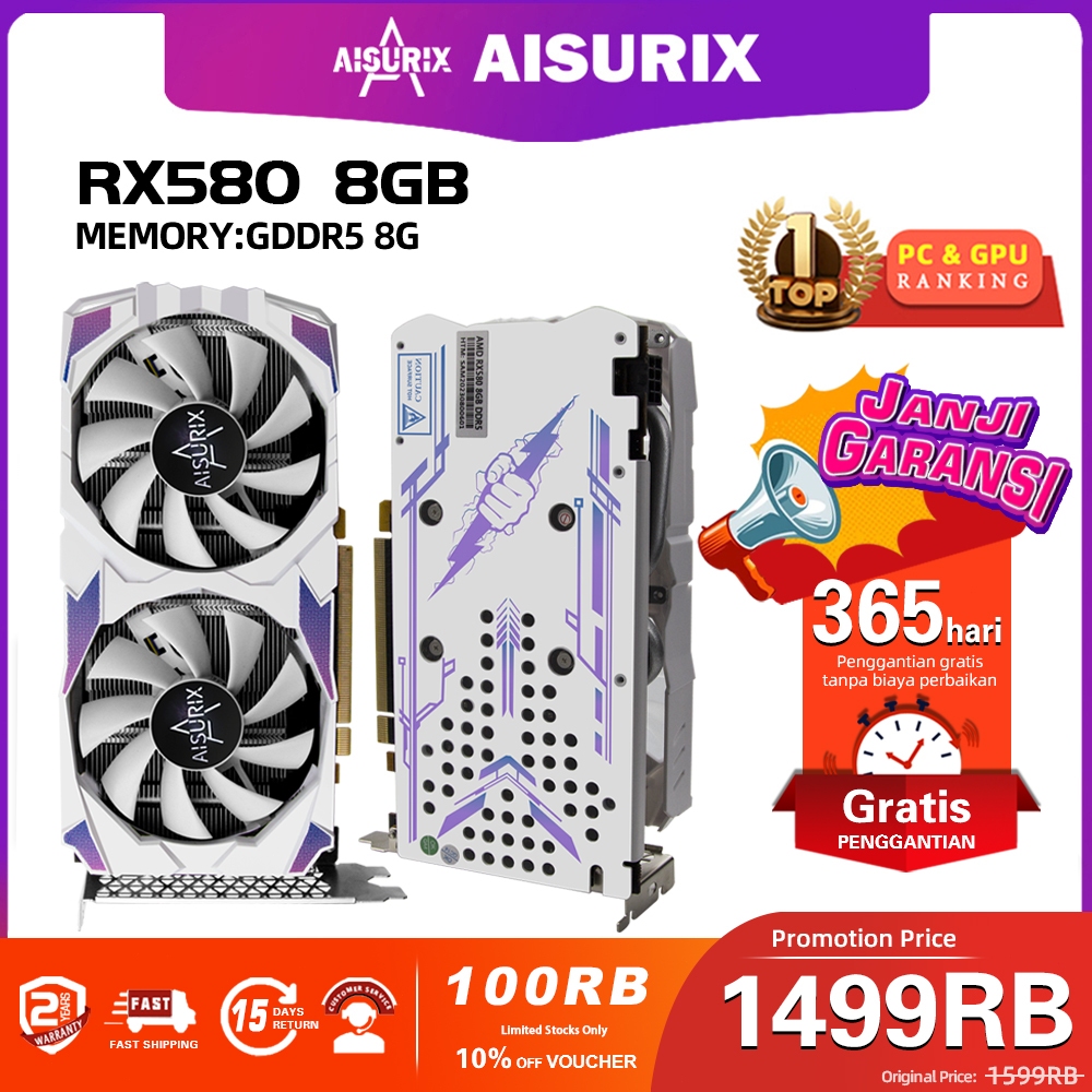 AISURIX RX580 8GB Batu ruby VGA card GDDR5 HDMI 256BIT 2048SP RX580 VGA