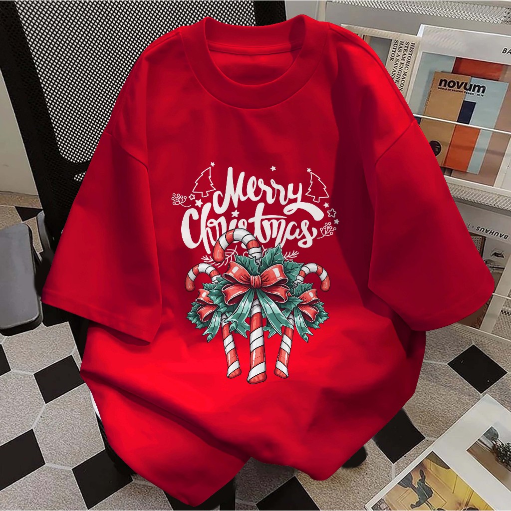 Baju Kaos Natal T-Shirt Merry Christmas I Christmas Candy - Atasan Xmas Seragam Couple Natalan Kelua
