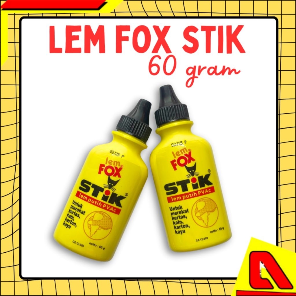 LEM PUTIH FOX STIK PVAC 60GR CAIR / LEM CAIR / LEM PUTIH SERBAGUNA / MUDAH DIGUNAKAN