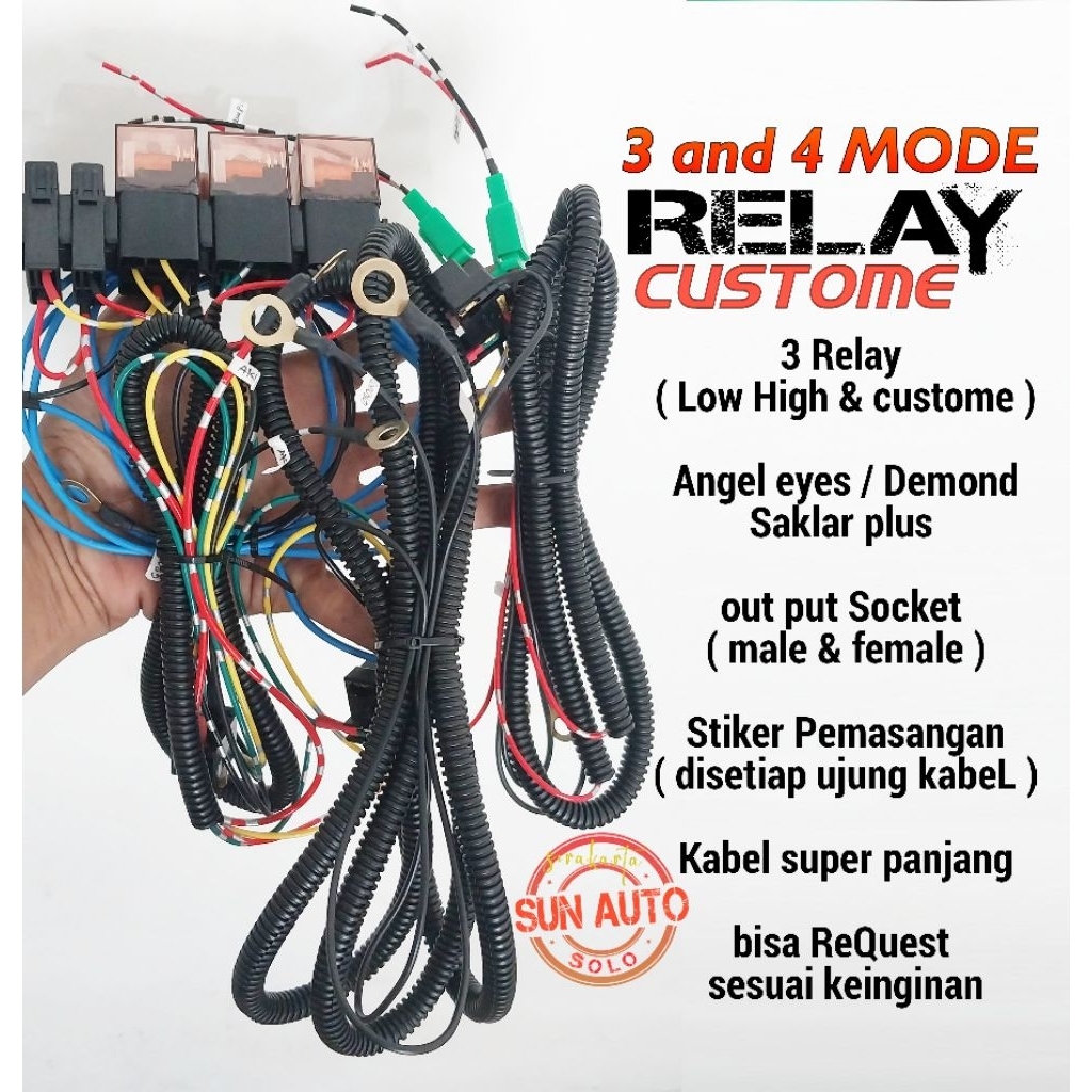 KABEL SET RELAY LAMPU biled Hid projie proji KHUSUS MOBIL