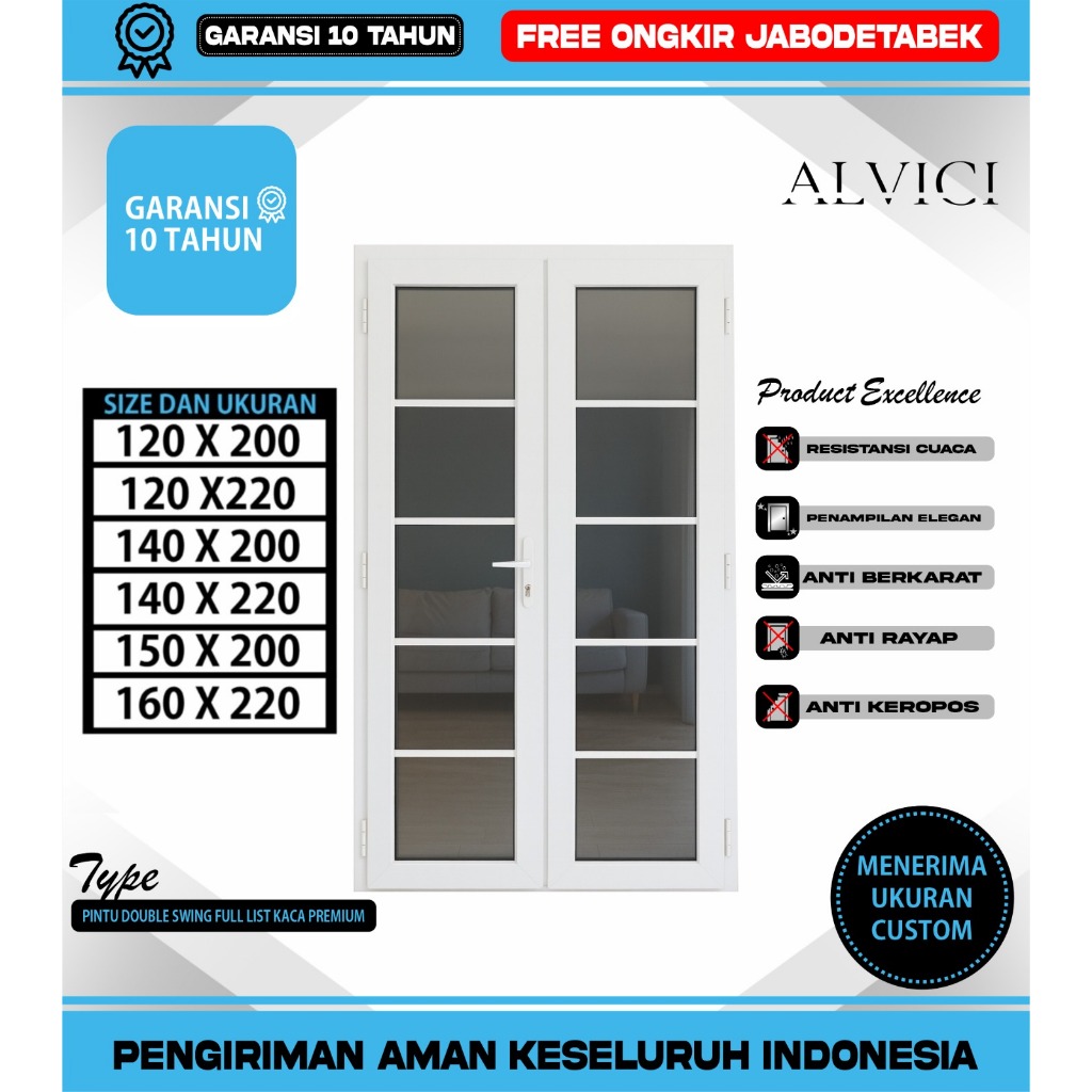 Pintu Double Swing UPVC Kaca List Regal ALVICI