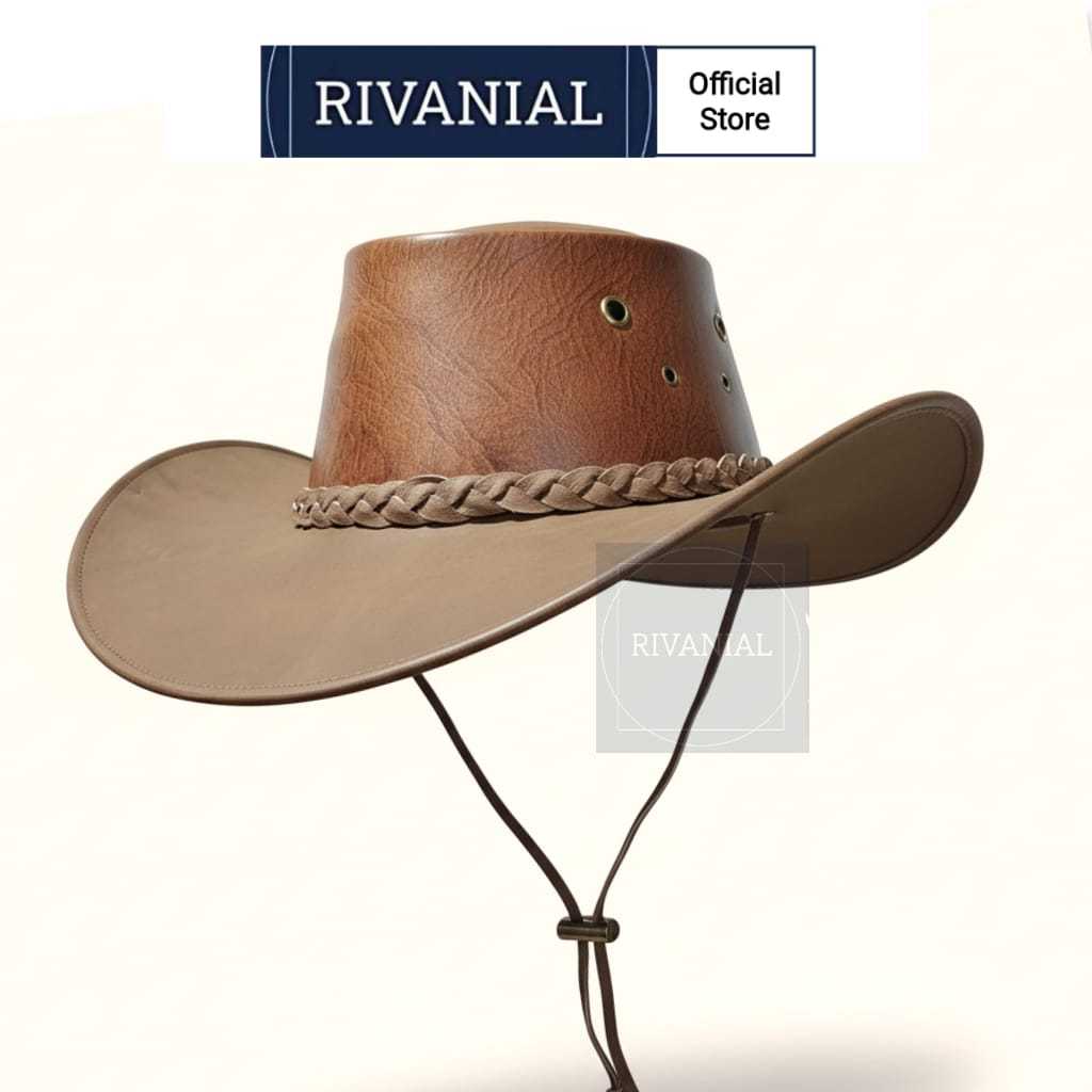 TOPI KOBOI KULIT ASLI PREMIUM