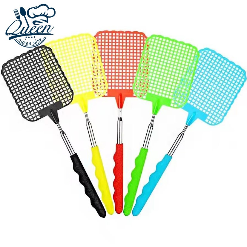 Alat pemukul lalat / pemukul nyamuk / pemukul serangga/ Baja Tahan Karat Desain Teleskopik Pemukul L