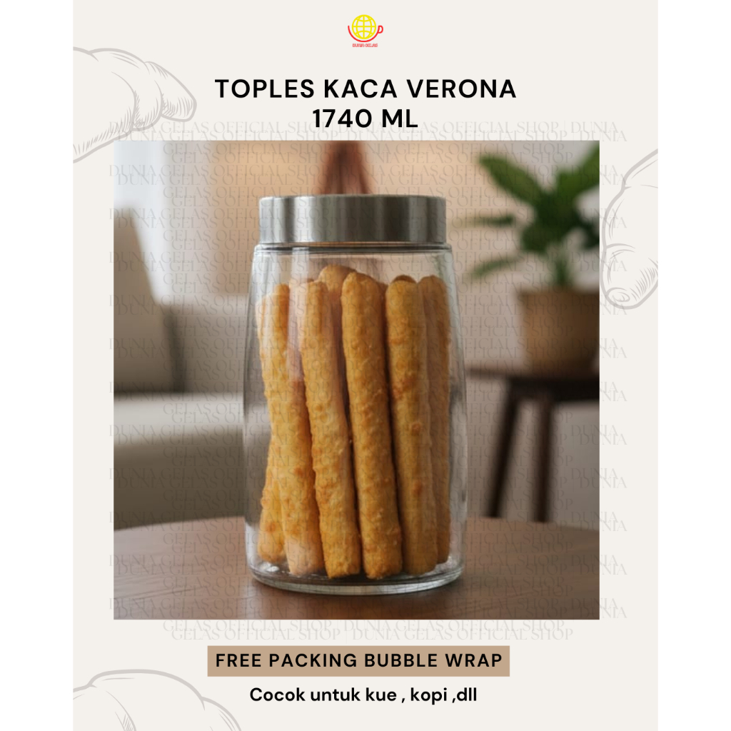 Toples Kaca 1740 ml / Toples Lebaran / Toples Kacang / Toples Nastar / Toples Gula / Toples Kopi