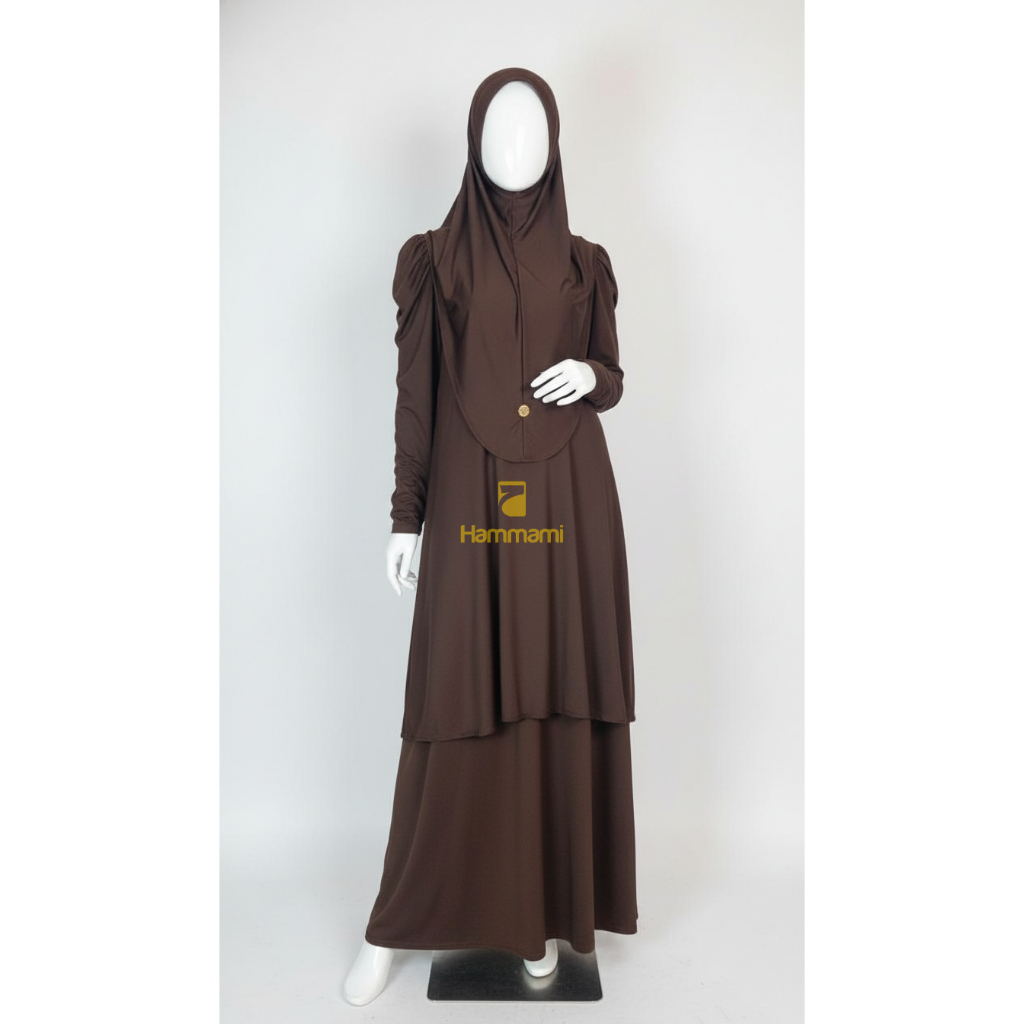HAMMAMI - Set Long Tunik Rok Hijab Inner Muslim Syari KodeMZYA Daily Haji Umrah Jersey Zoya