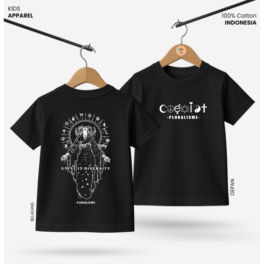 Baju Kaos Distro Anak Laki Laki Depan Belakang Keren Usia 3 - 10 Tahun - Kidswear Motif Pluralisme V