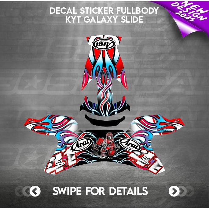 Decal helm Sticker Kyt Galaxy Slide motif Arai haga rainbow bosdecal