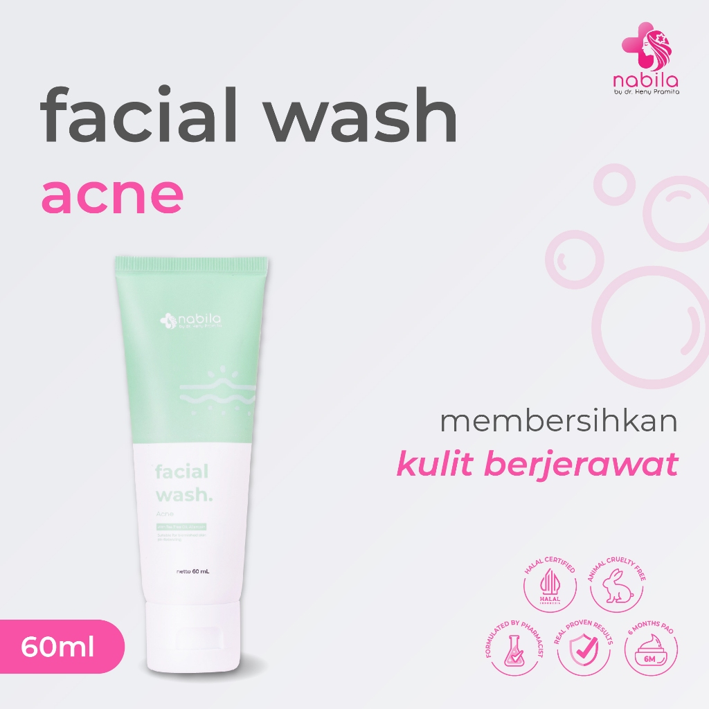 FACIAL WASH ACNE 60 ML | NABILA | NABILA SKINCARE | NABILASKINCARE