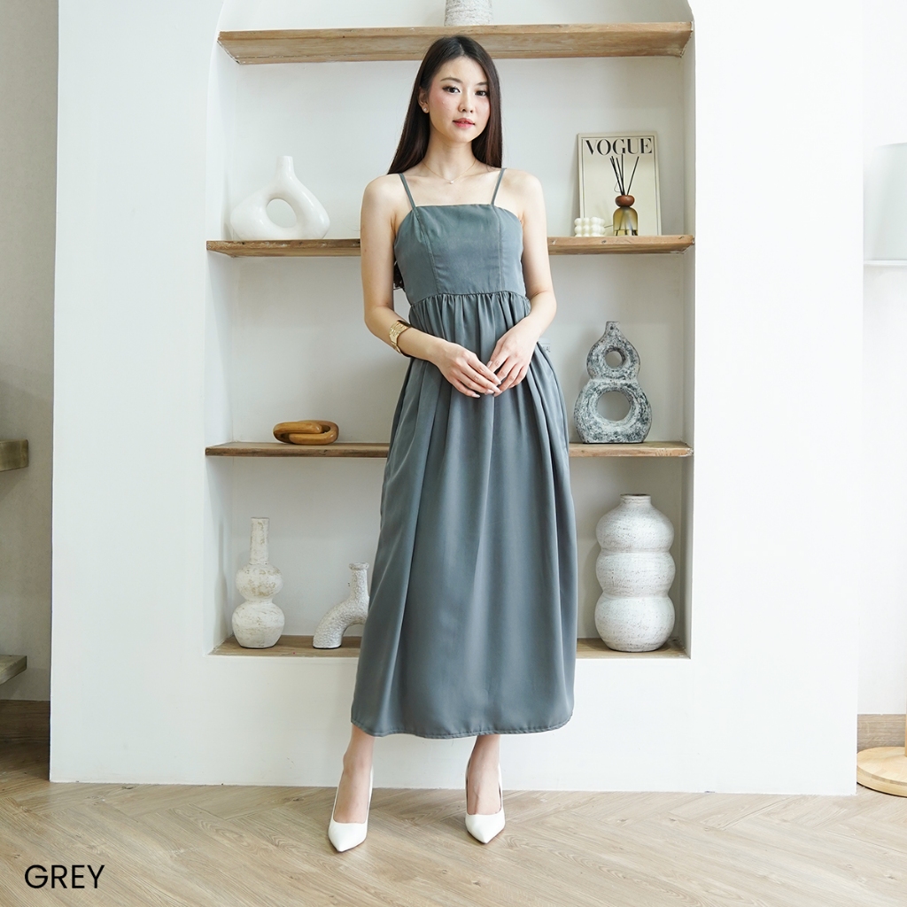 Long Inner Dress Maxi Manset Gamis Tanpa Lengan Polos Kutung Lekbong Korea Korean Style Gijel