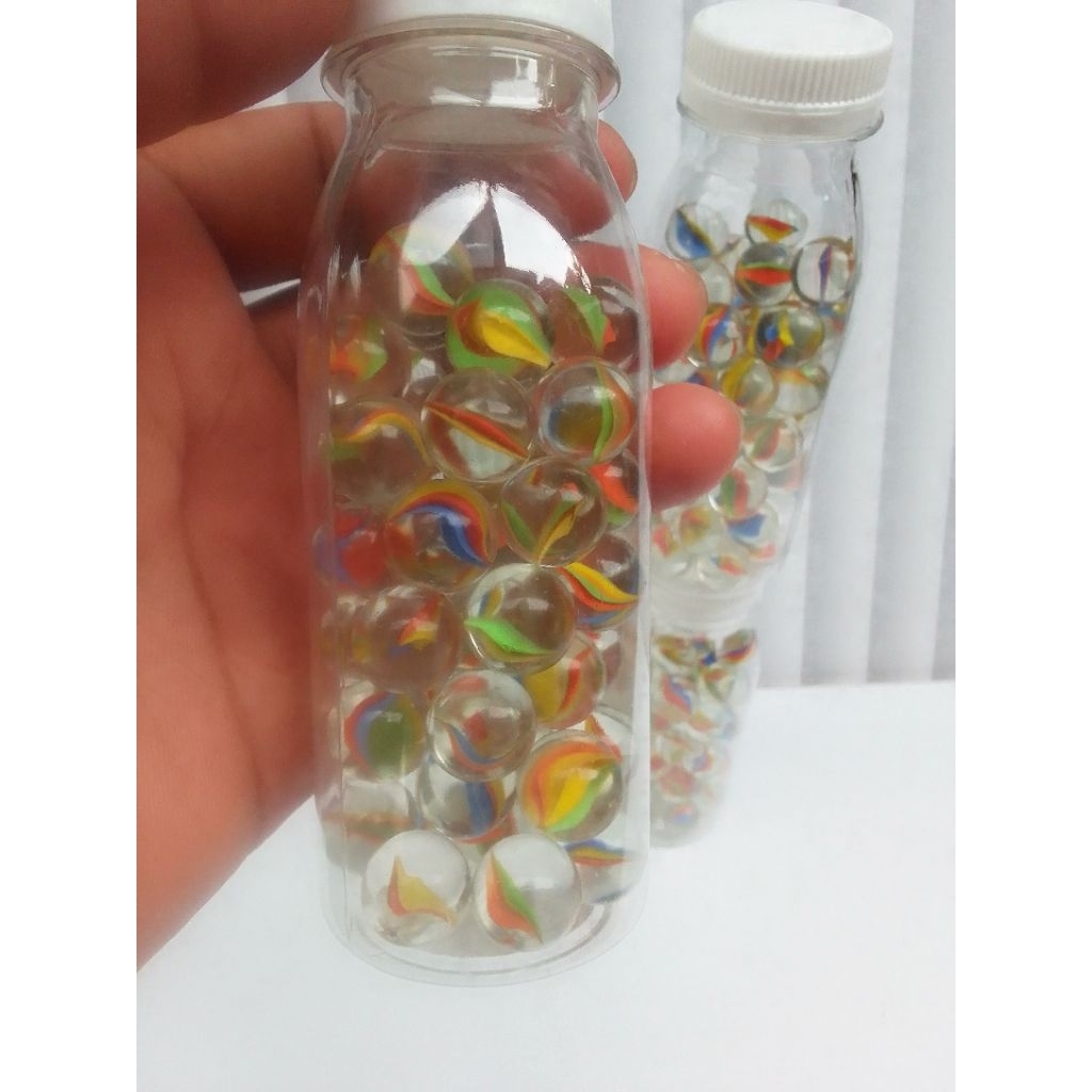 1 Botol Kelereng Mini Kecil Isi 50 Biji Warna Random