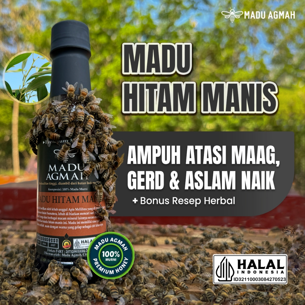 Madu Agmah Hitam Manis Grade A Solusi Atasi Penyakit Asam Lambung, Maag & GERD